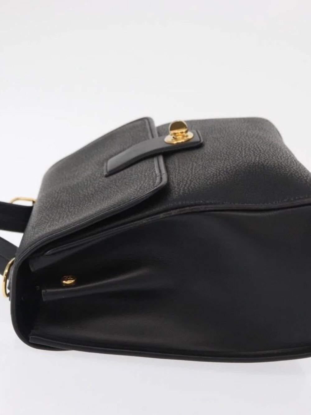 GUCCI Hand Bag Leather Gold Black Auth - Picture 4 of 16